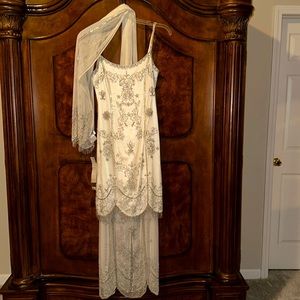 Sue Wong Vintage Ivory Beaded Gown